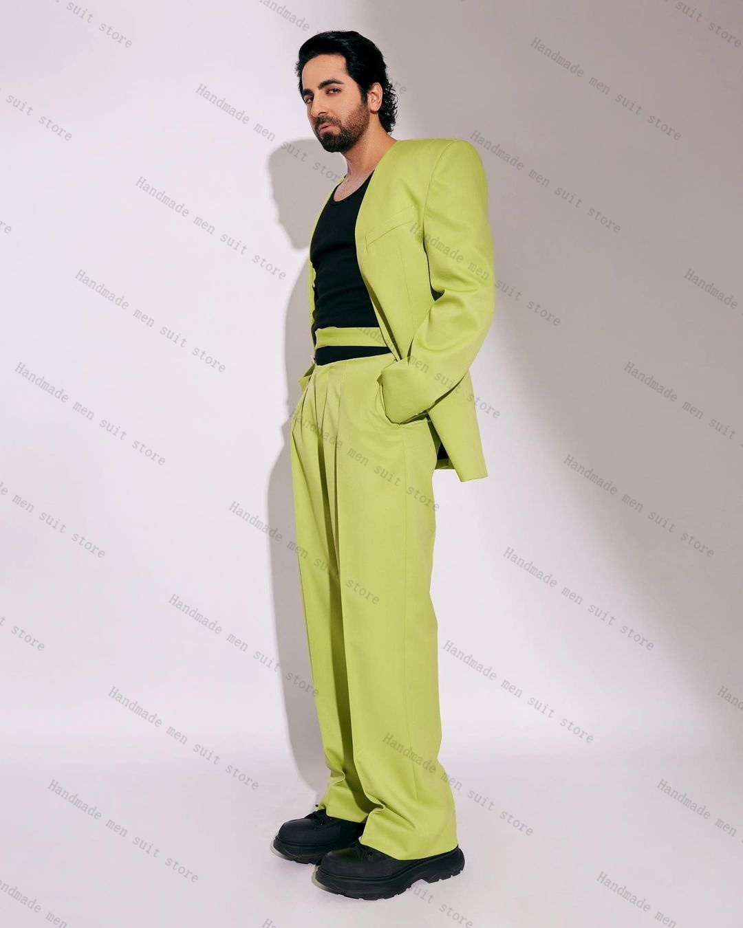 Men Formal Wear Wedding Guest - Fashion Green Men Suit Set 2