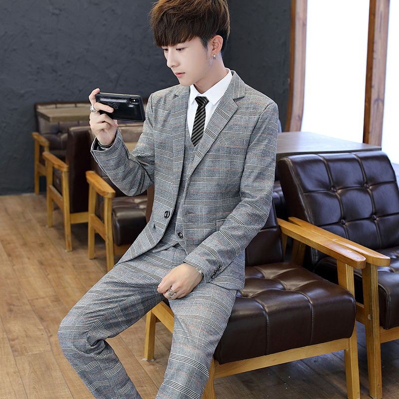Korean Men Formal Wear - Slim Fit Tee Piece Suit Set