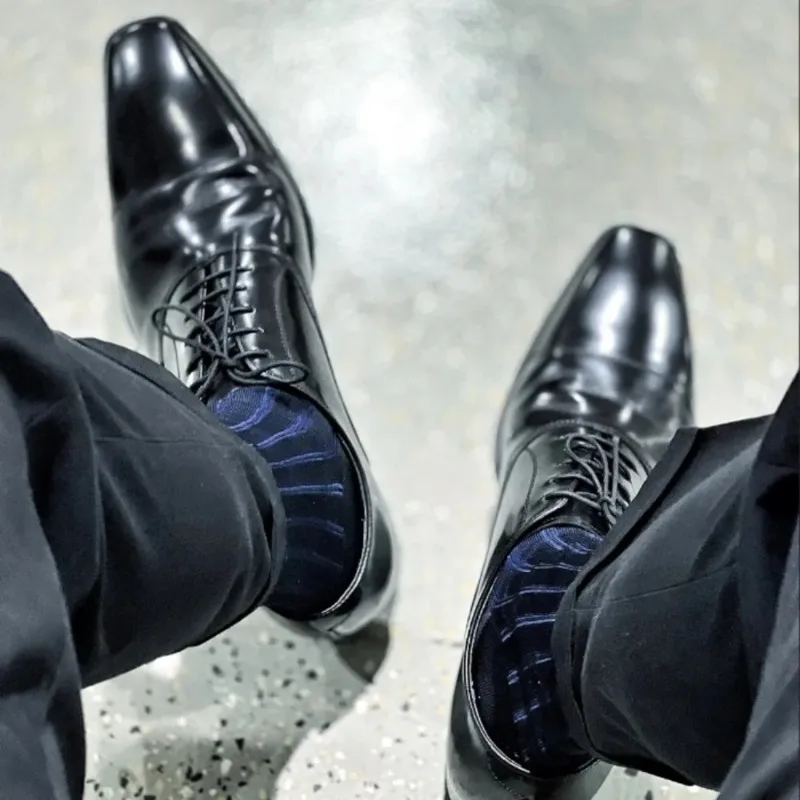 Men'S Formal Style - Men Striped Socks Man Ultra Thin