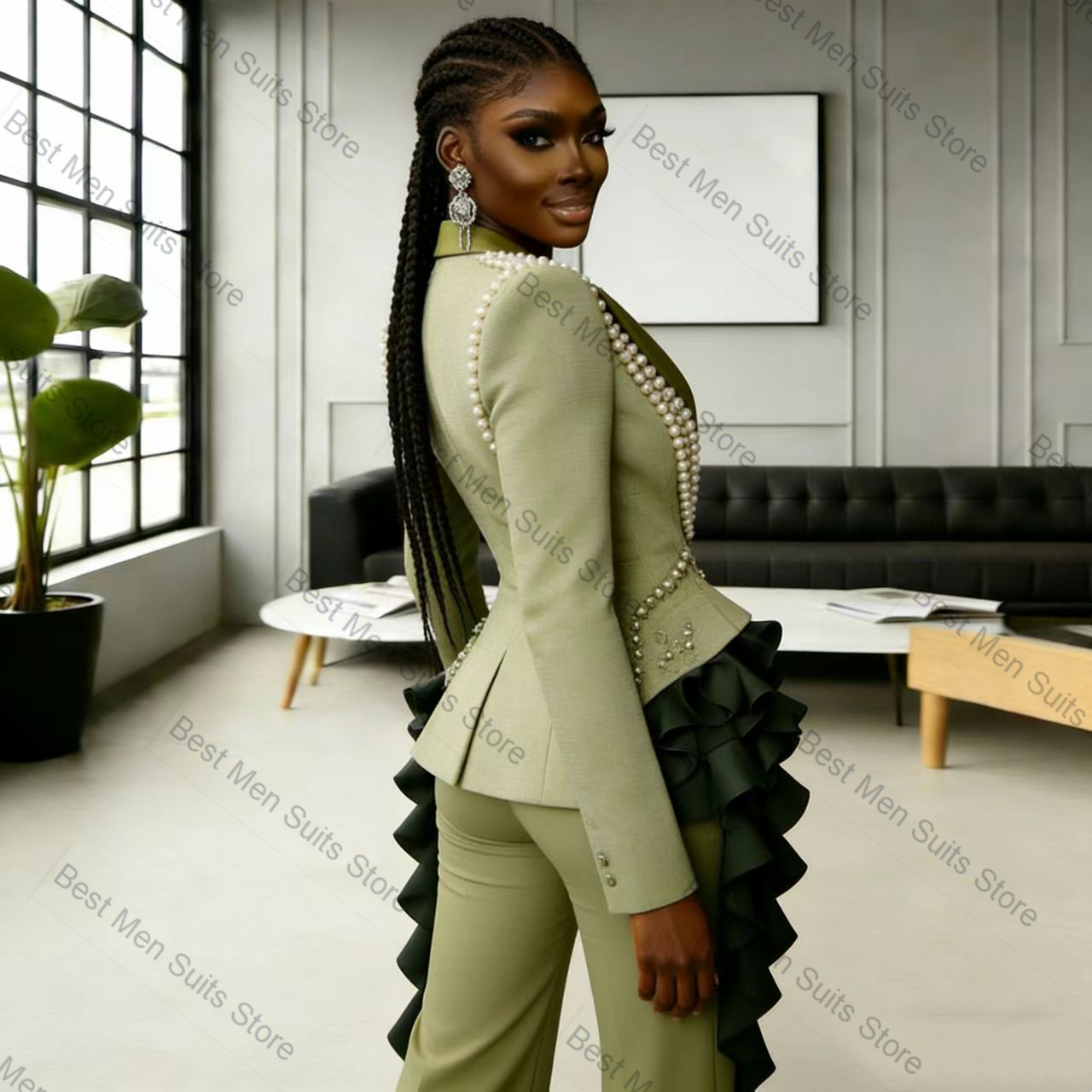 Pearls Green Women Suit Set 2  - Men'S Formal Wear For Wedding Guest review and price