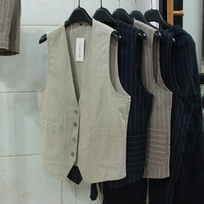 British Casual Linen Vest for  - Men Formal Wear Summer review and price