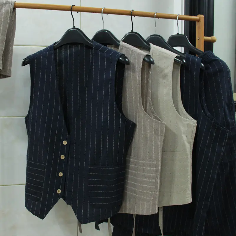 British Casual Linen Vest for  - Men Formal Wear Summer review and price