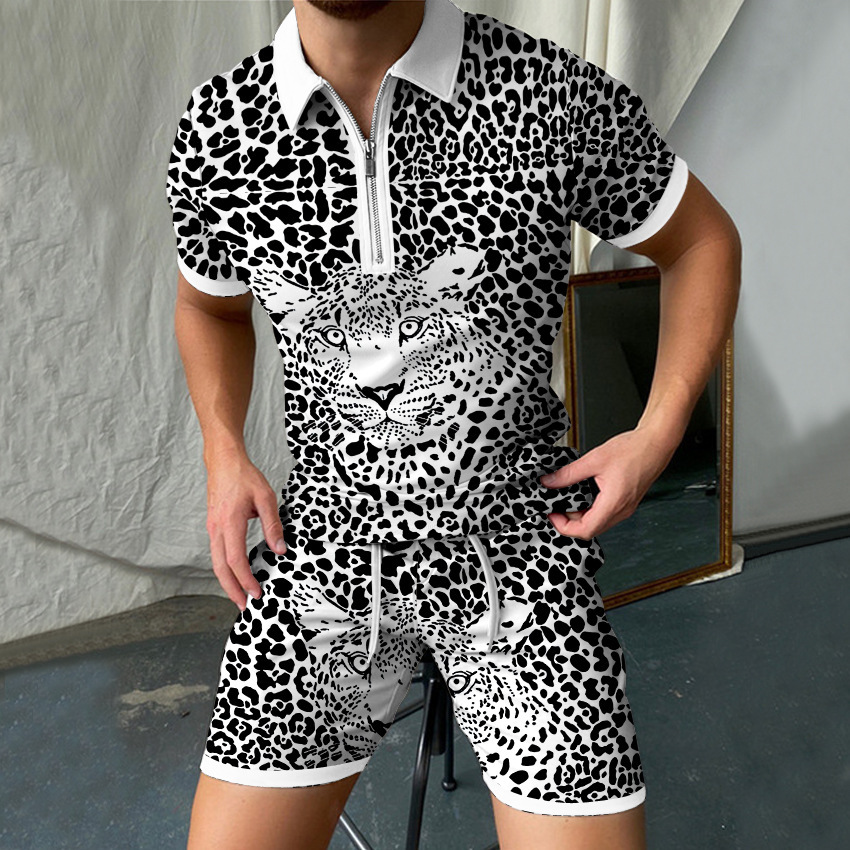 Leopard 3D Print Men Short Sle - Men'S Formal Beach Wear review and price