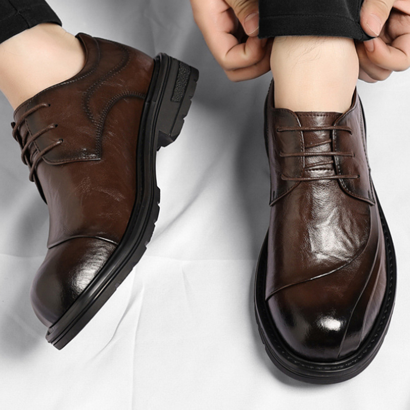 Brown Burnished Genuine Leathe - Men Formal Wear Wedding review and price