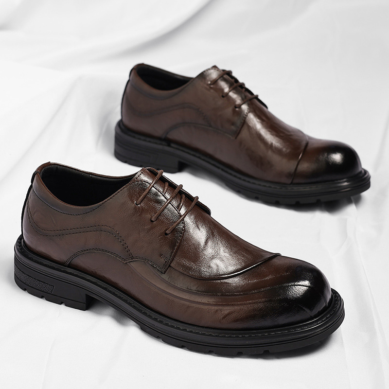 Brown Burnished Genuine Leathe - Men Formal Wear Wedding review and price