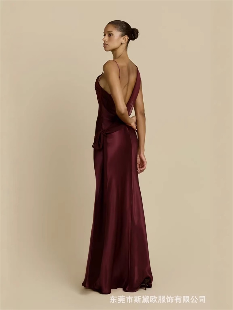 Burgundy Satin Prom Dress Sexy - Men'S Formal Wear For Wedding Guest review and price