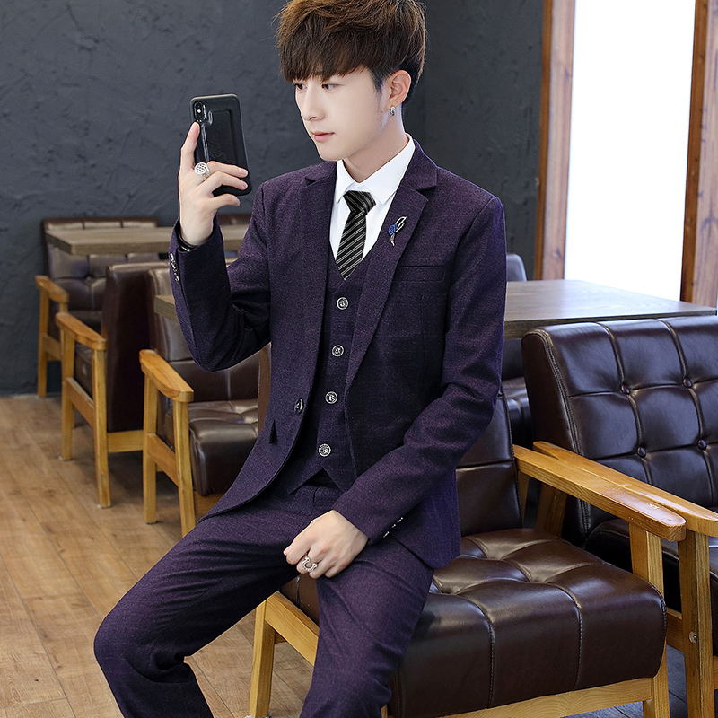 Slim Fit Tee Piece Suit Set fo - Korean Men Formal Wear review and price