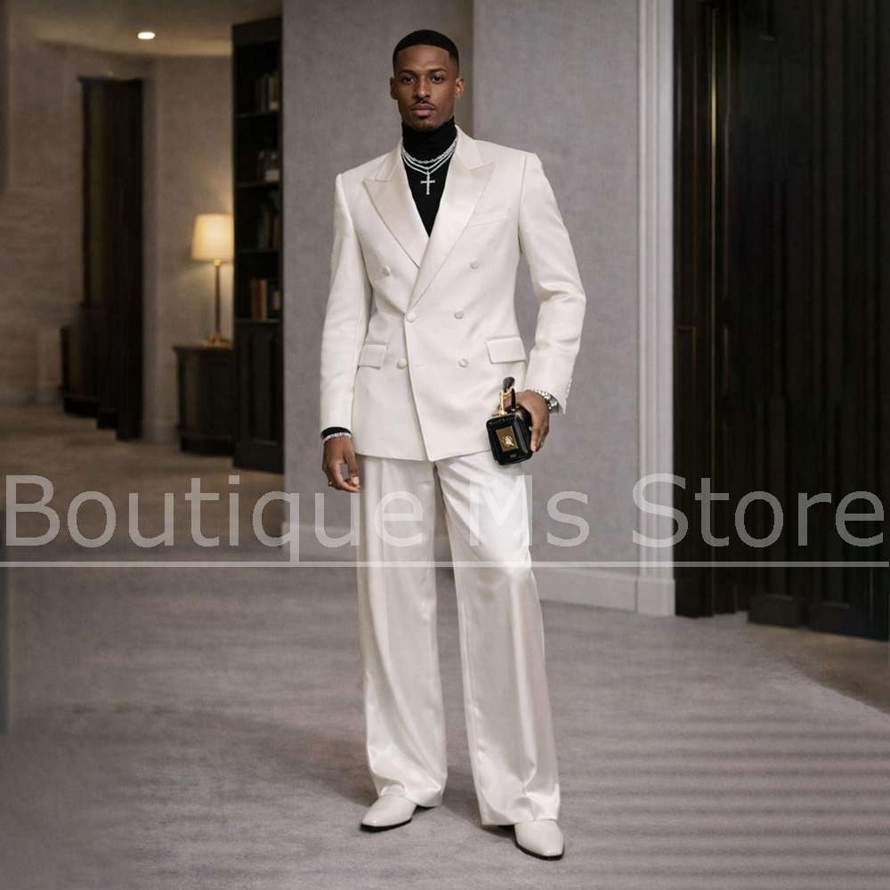 Men's White Satin Suit 2 Piece - Men Formal Wear Wedding review and price