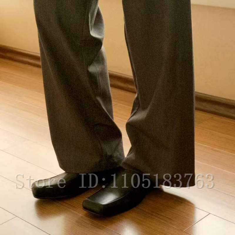 Men's Black Leather Square Toe - Formal Men Daily Wear Footwear review and price