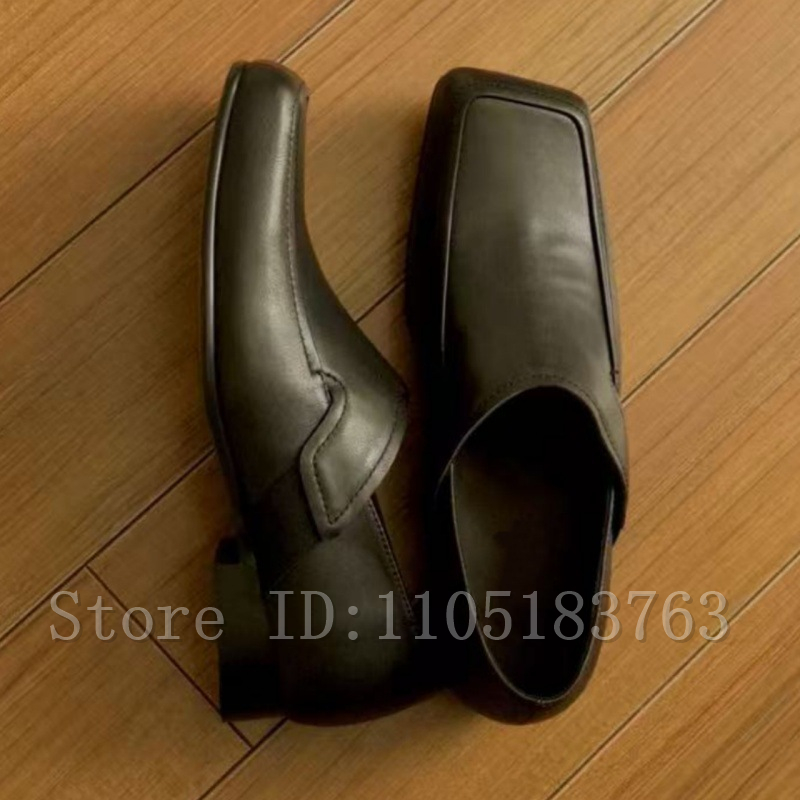 Men's Black Leather Square Toe - Formal Men Daily Wear Footwear review and price