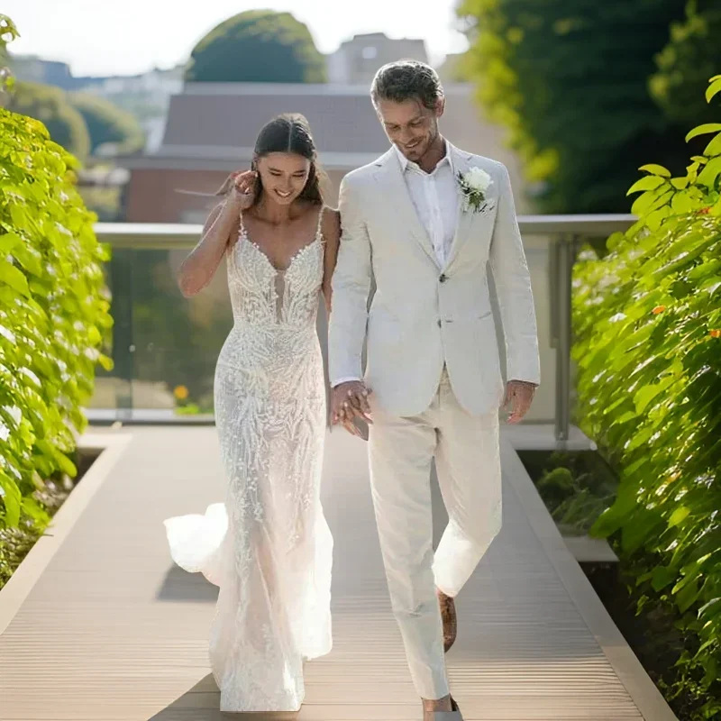 Linen Wedding Tuxedo For Men S - Men Formal Wear Summer review and price