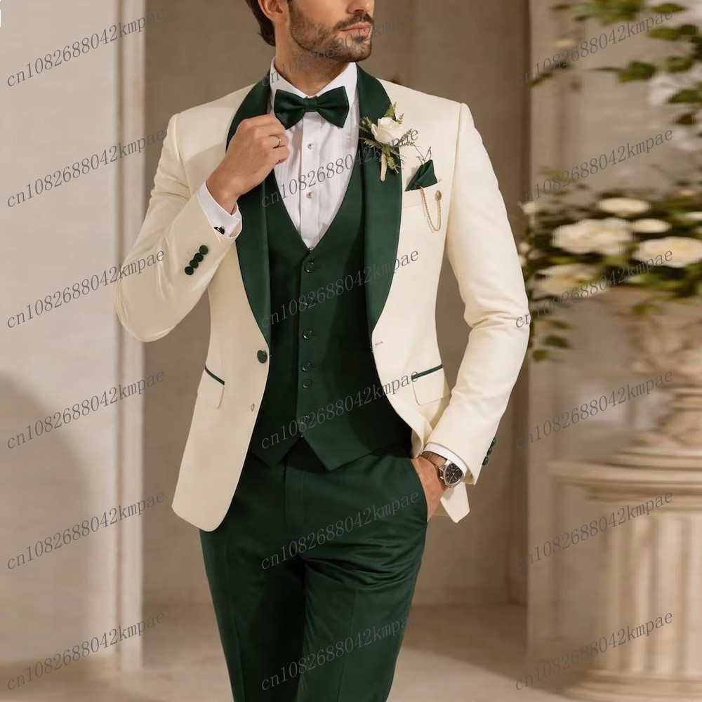 New Ivory And Dark Green Forma - Men Formal Wear Wedding review and price