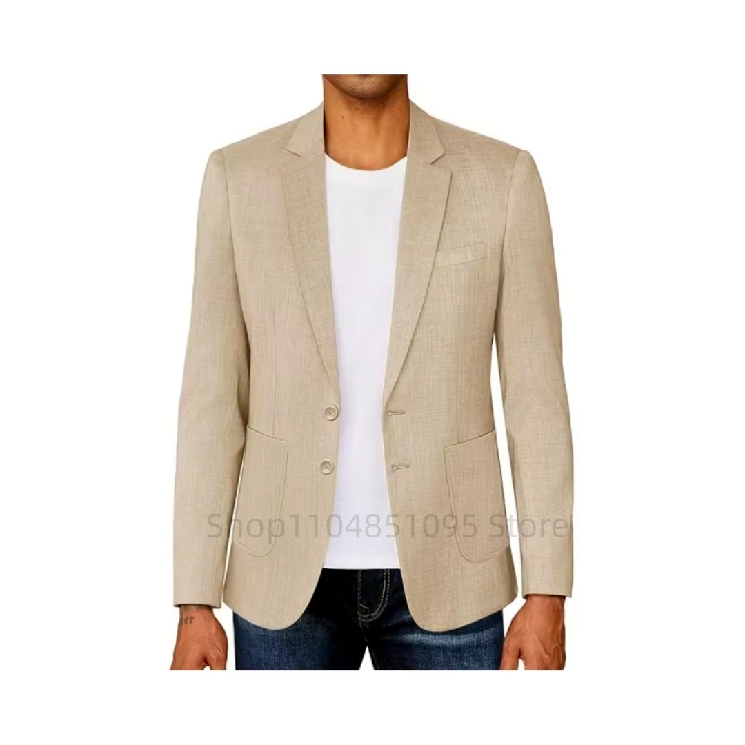 Slim Fit Men's Beige/Blue Line - Men Formal Wear Summer review and price