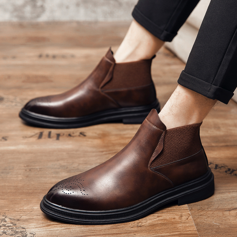 High-top leather shoes are ver - Men Formal Wear With Boots review and price