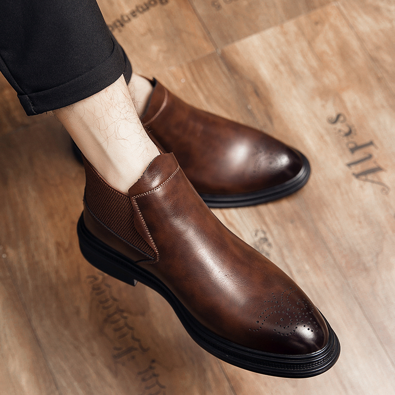 High-top leather shoes are ver - Men Formal Wear With Boots review and price