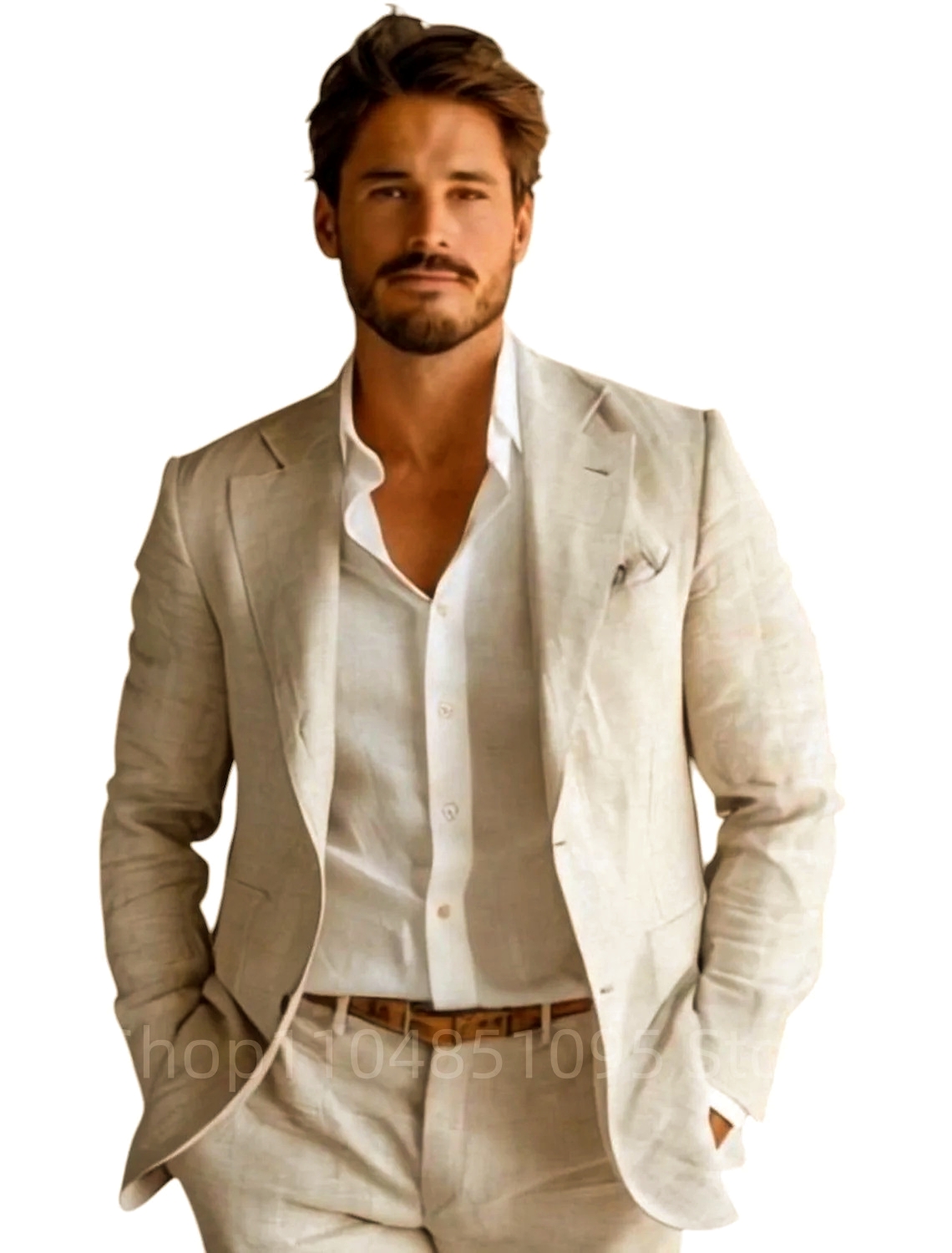 Blue Slim Fit Men's Linen Blaz - Men Formal Wear Summer review and price