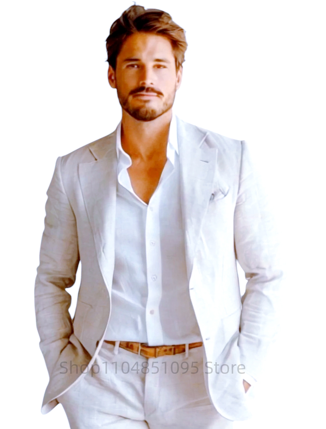 Blue Slim Fit Men's Linen Blaz - Men Formal Wear Summer review and price
