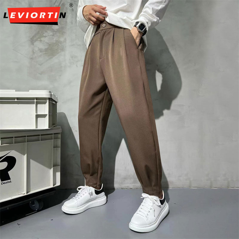 Solid Color Suit Pants Men Fas - Korean Men Formal Wear review and price