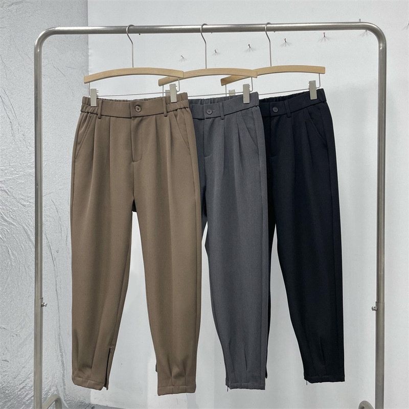 Solid Color Suit Pants Men Fas - Korean Men Formal Wear review and price