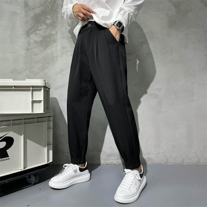 Solid Color Suit Pants Men Fas - Korean Men Formal Wear review and price