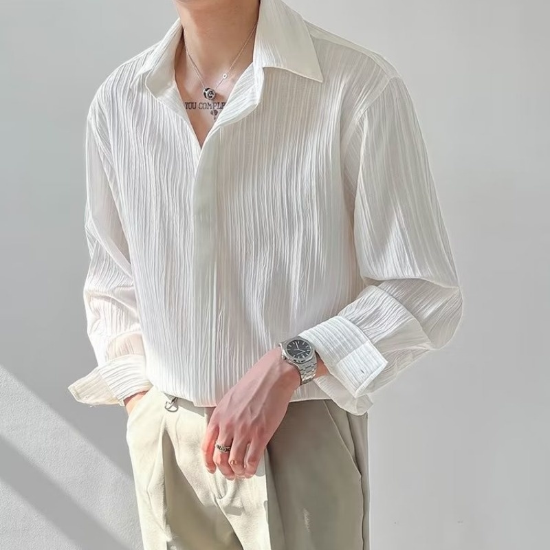 Black Apricot White Long-sleev - Korean Men Formal Wear review and price